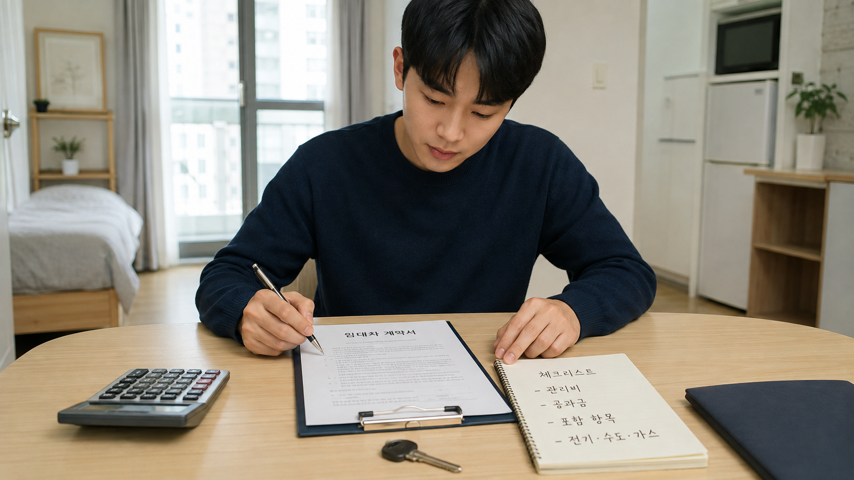 원룸 계약 전 임대차 계약서 관리비 공과금 포함 항목을 체크하는 임차인