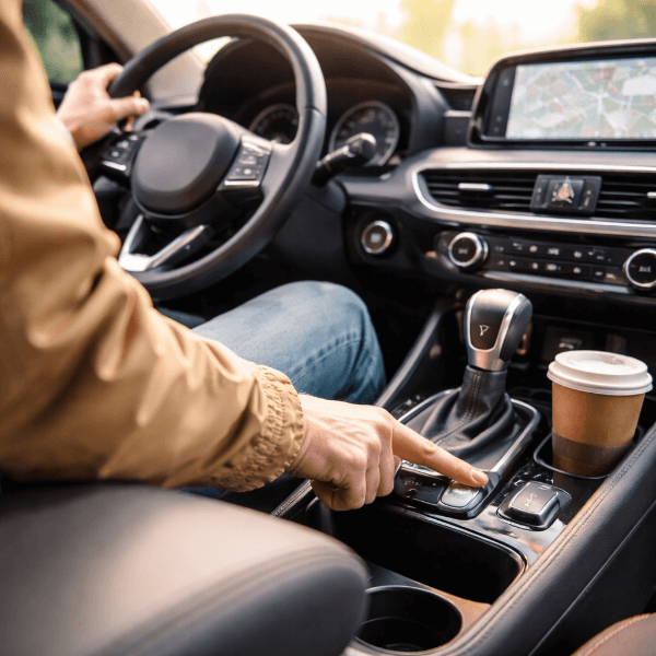 오토홀드 버튼을 누르는 차량 내부 모습