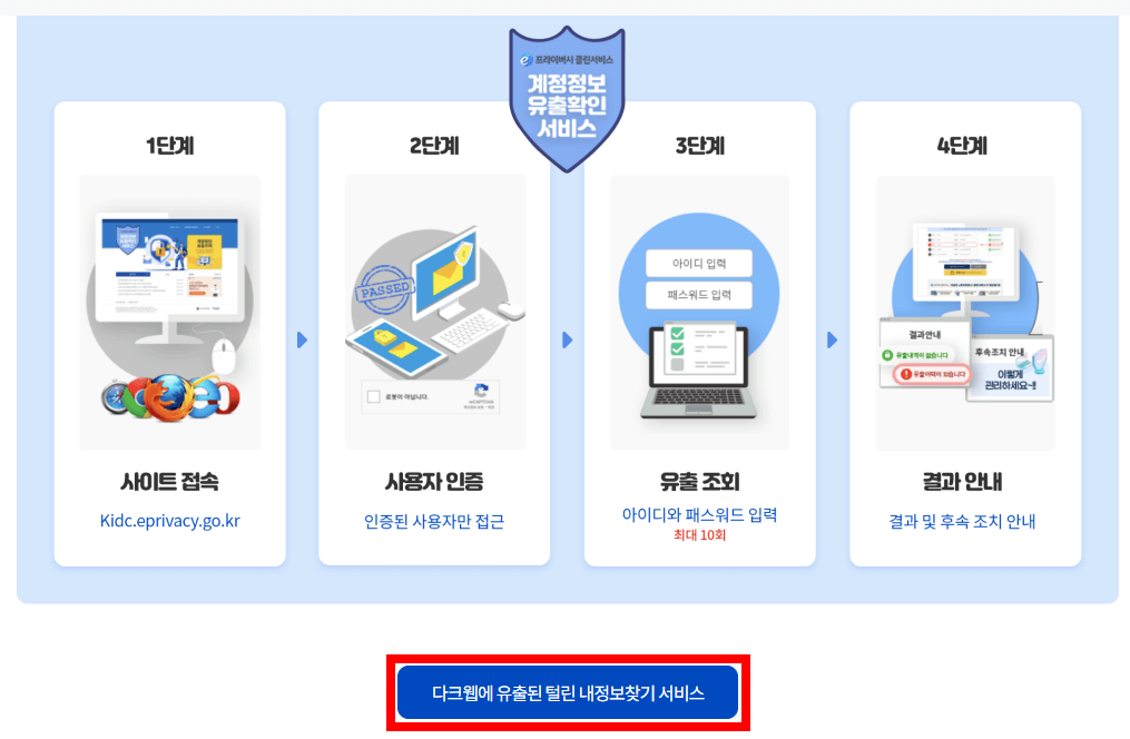 개인정보유출 확인 관련 이미지