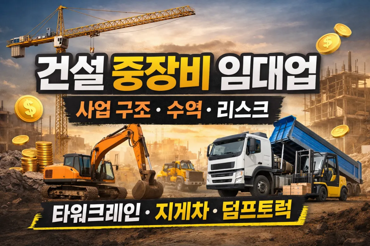 건설 중장비 임대업 사업 구조 수익 대표 이미지