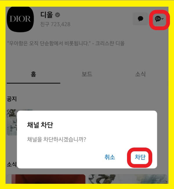 카톡채널차단하기