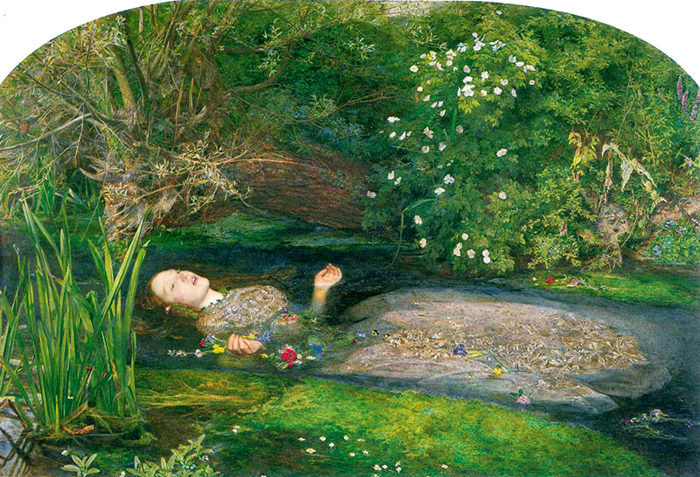 존 에버렛 밀레이, <오필리아>, 캔버스에 유화, 76.2X111.8cm, 1851~1852년, 테이트 브리튼