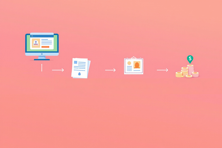 퇴직연금 지급 신청 절차를 단계별로 보여주는 인포그래픽