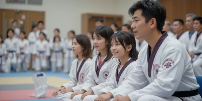 태권도 승급심사 보는 가족
