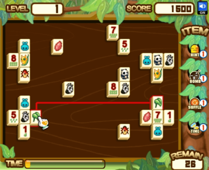 동물-짝맞추기-플래시게임-플레이2-같은-그림의-짝을-맞추고-블럭을-제거하는-화면