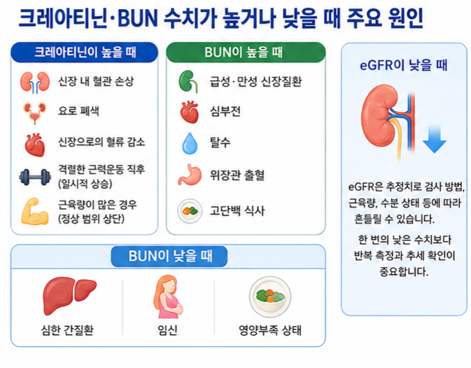 크레아티닌 BUN 높은 이유