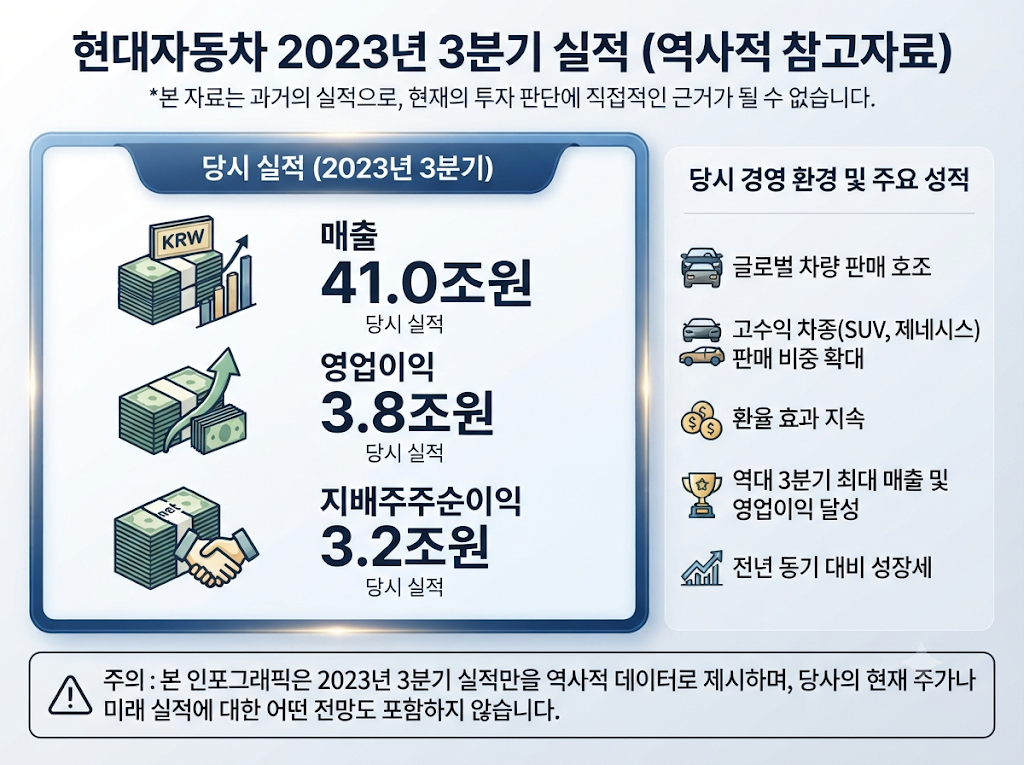 현대차 과거 실적과 현재 실적 흐름을 비교하는 역사적 실적 분석 이미지