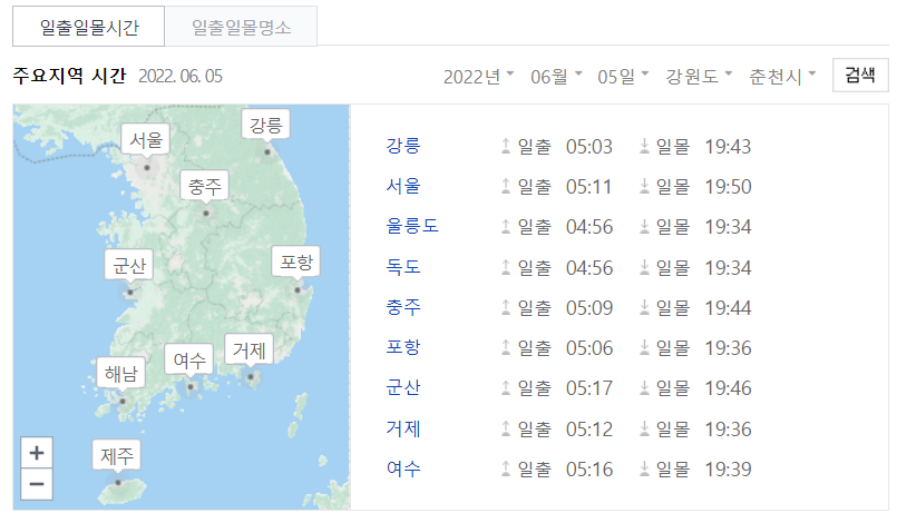 일출일몰시간