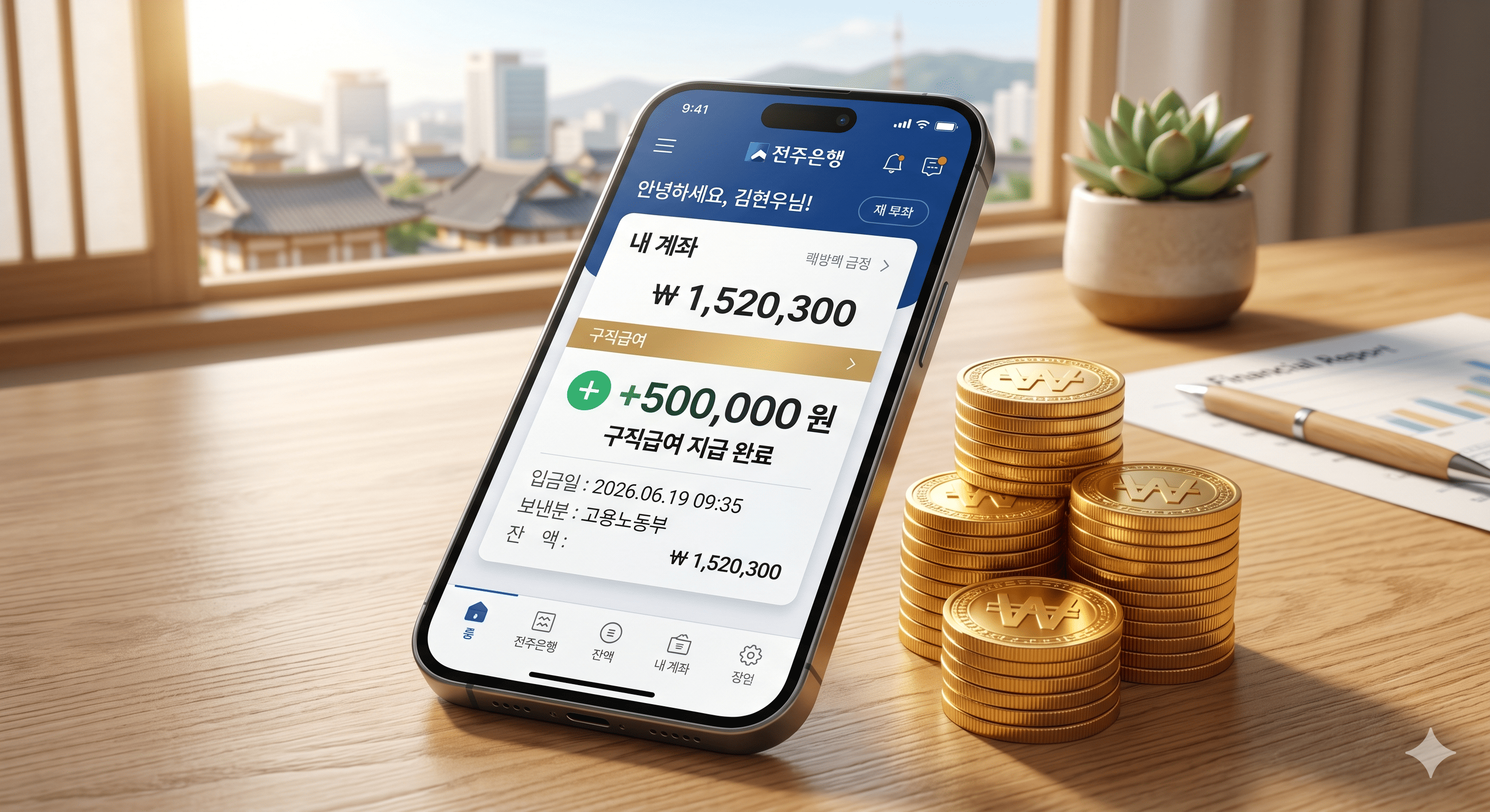 1유형 대상자에게 매월 50만 원씩 입금되는 구직촉진수당 현금 알림