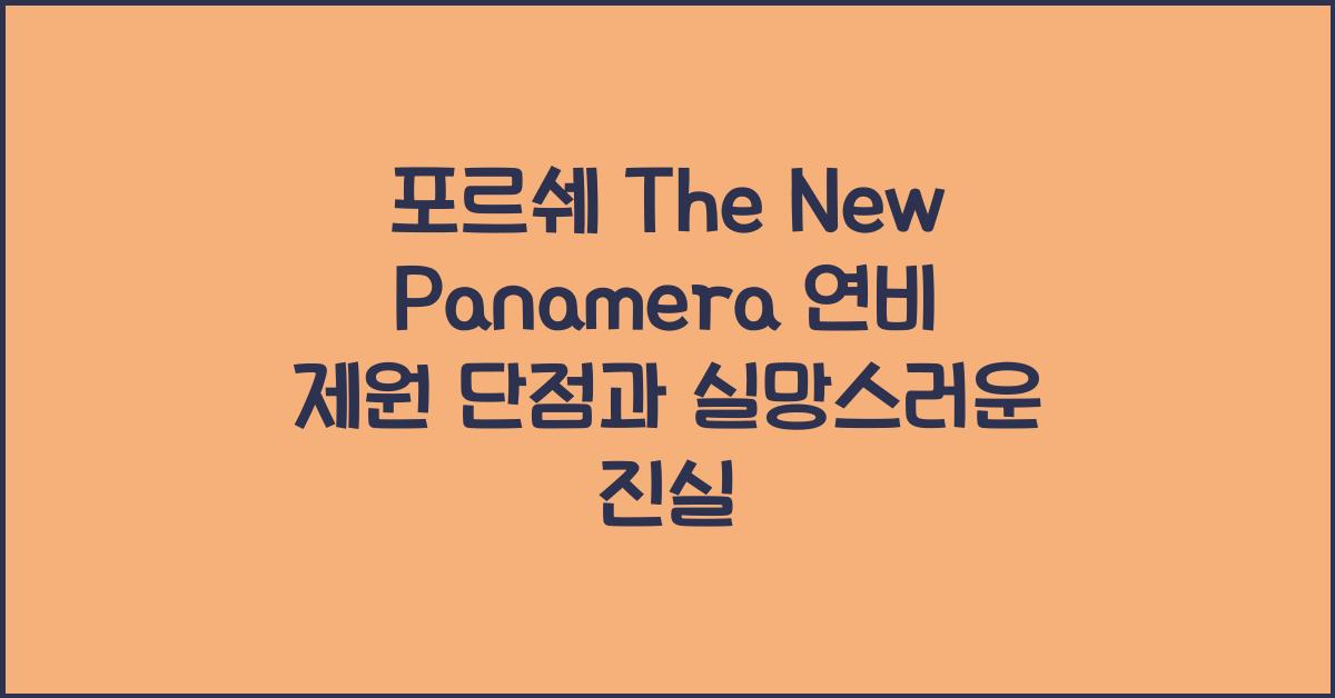 포르쉐 The New Panamera 연비 제원 단점
