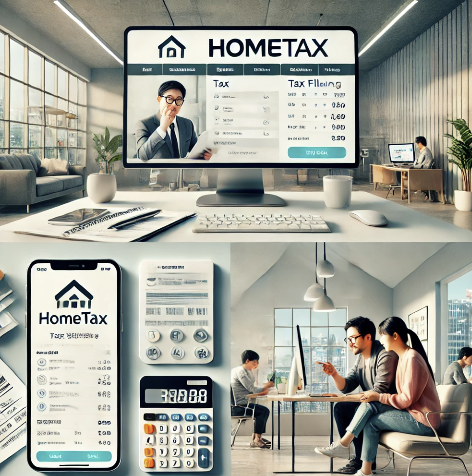 스마트폰으로 홈택스 앱을 사용하는 모습