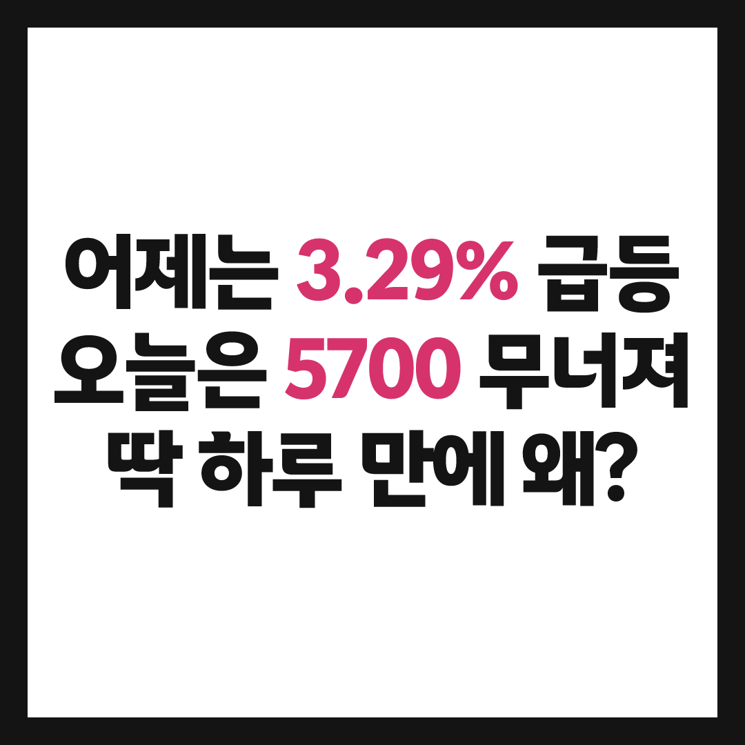코스피 3.29% 올랐다고 좋아했는데, 하루 만에 5700선 결국 무너진 이유