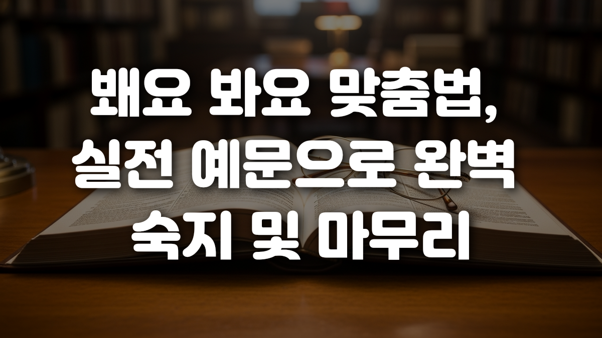 봬요 봐요 맞춤법 실전 예문으로 완벽 숙지 및 마무리