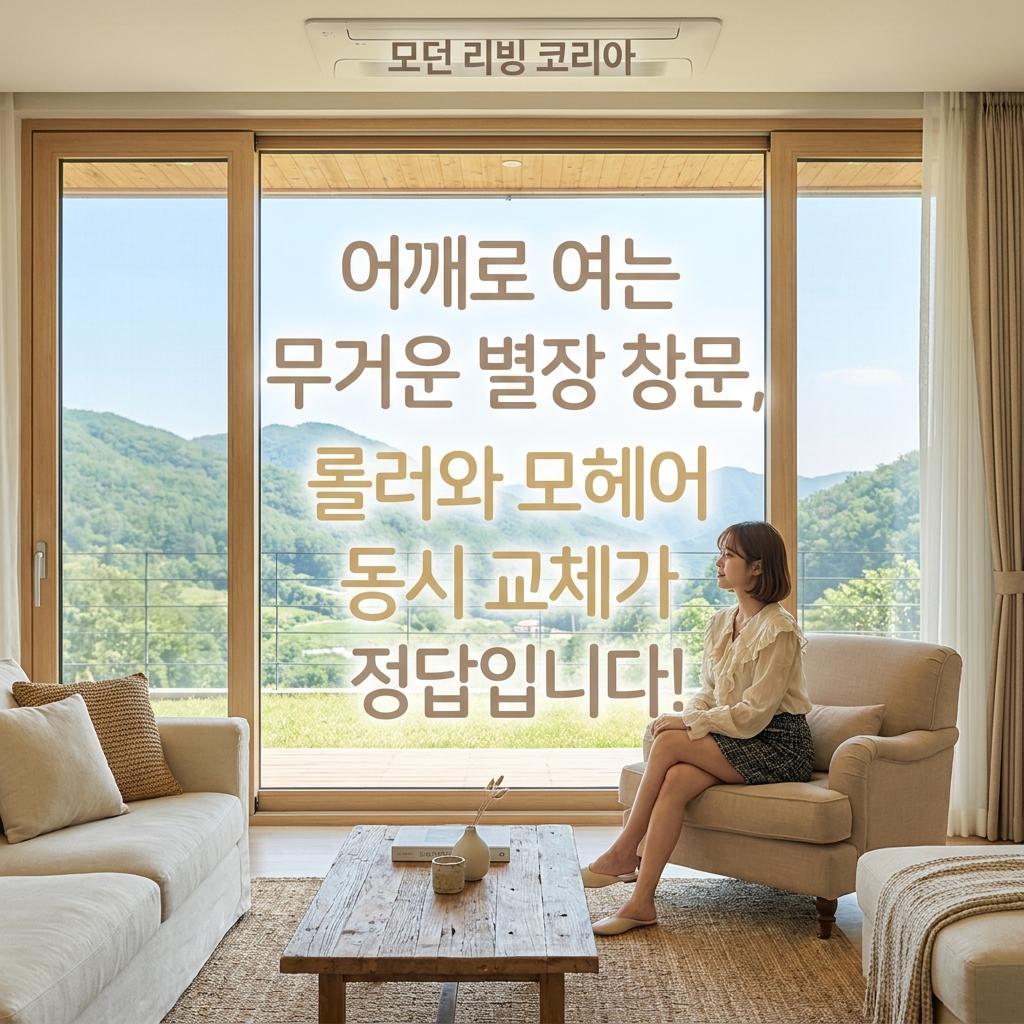 원주 별장 샷시 롤러 교체 50평형 전원주택 무거운 통창 어깨로 여는 분들 필수! 모헤어 연쇄 고장 원리와 해결법