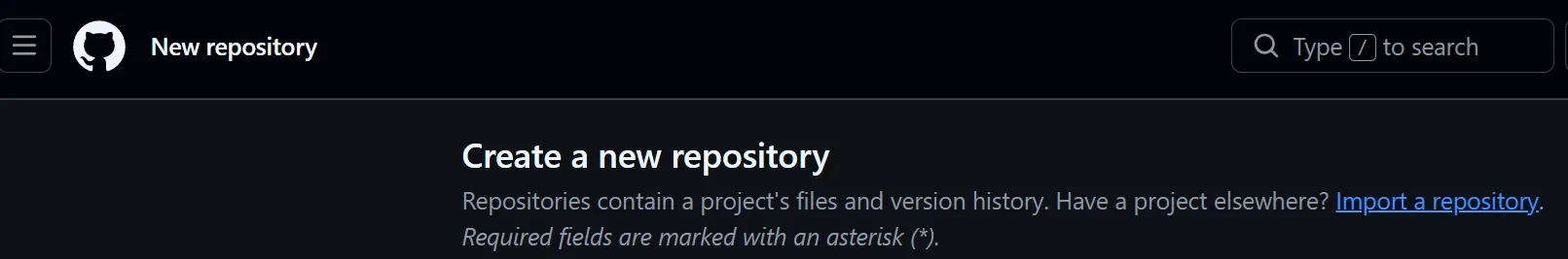 GitHub New repository