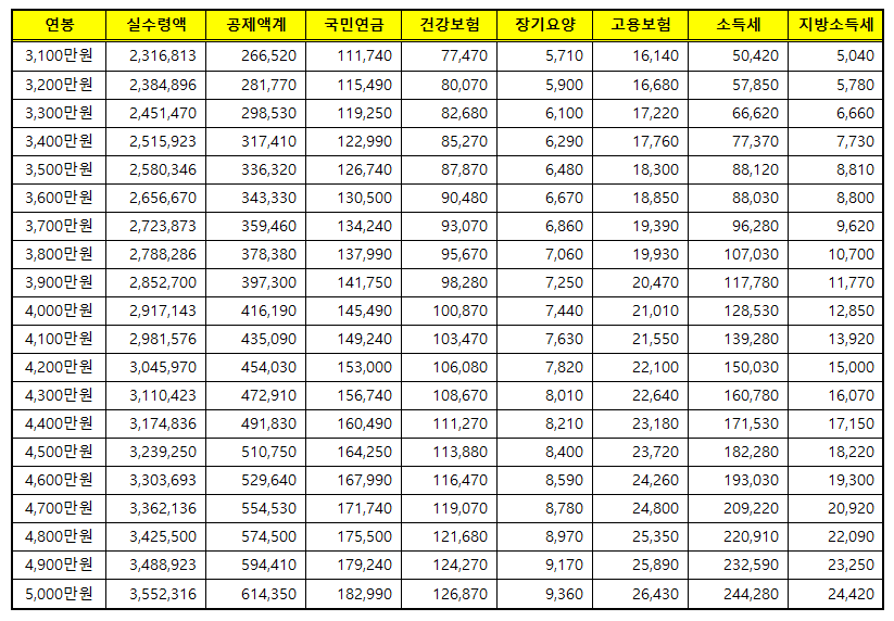 2024년 연봉 실수령액 최저시급 005