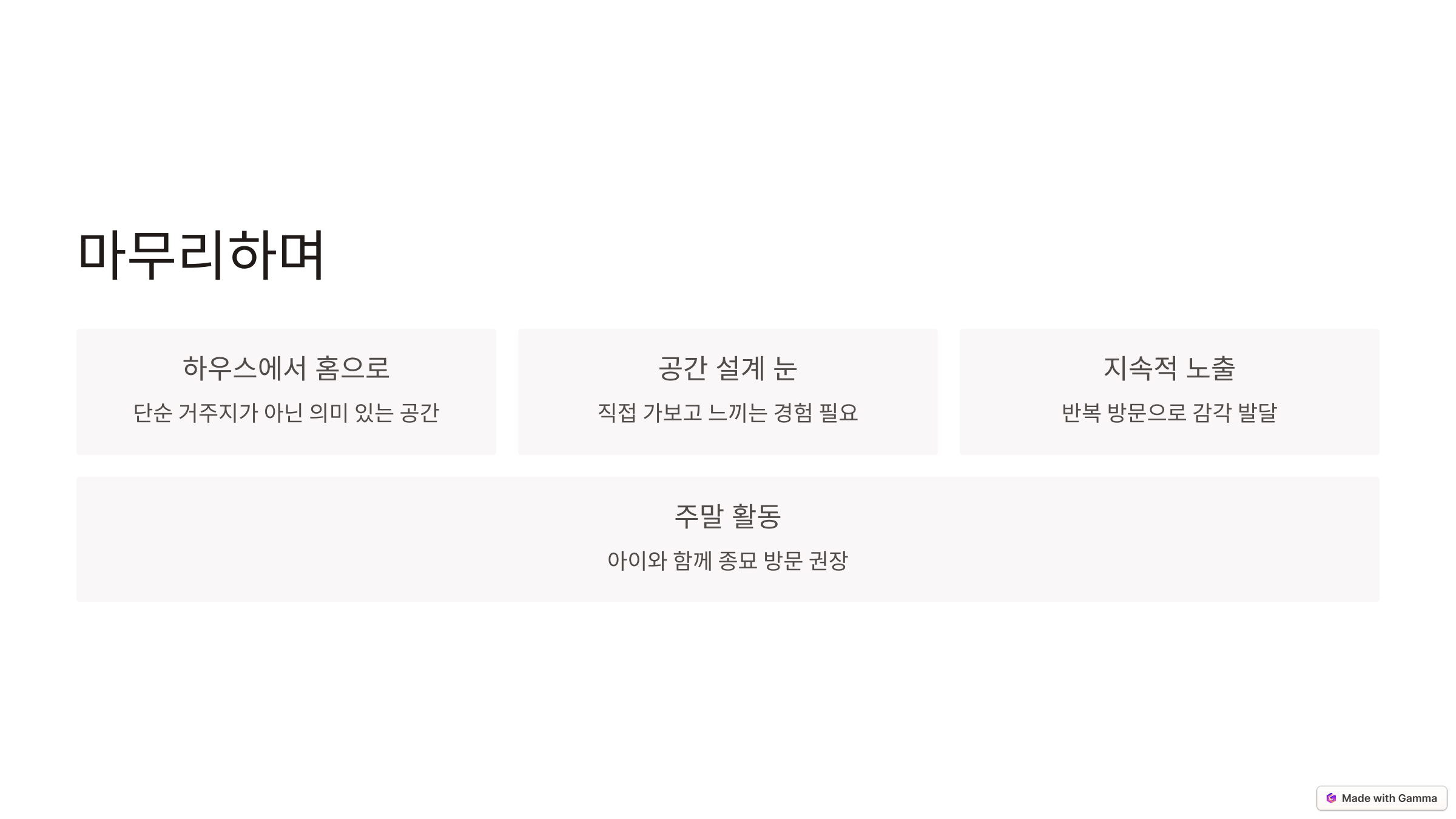 하우스에서 홈으로, 지속적 노출