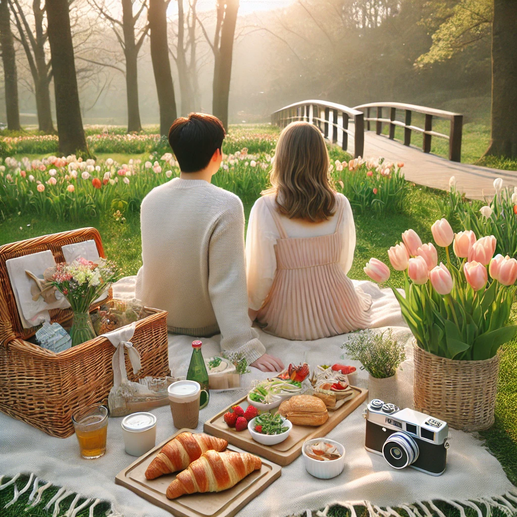 서울숲의 봄을 연출한 로맨틱한 한 장면