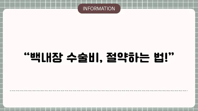 백내장수술비용 실비보구 조쫄: