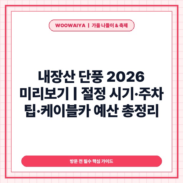 내장산 단풍 2026 미리 보는 절정 시기와 주차&middot;케이블카 예산 동선 총