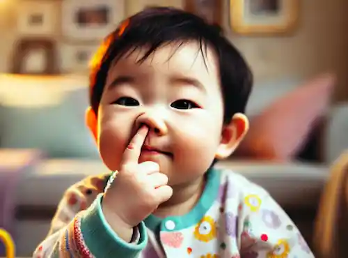 코 파는 아기 이미지