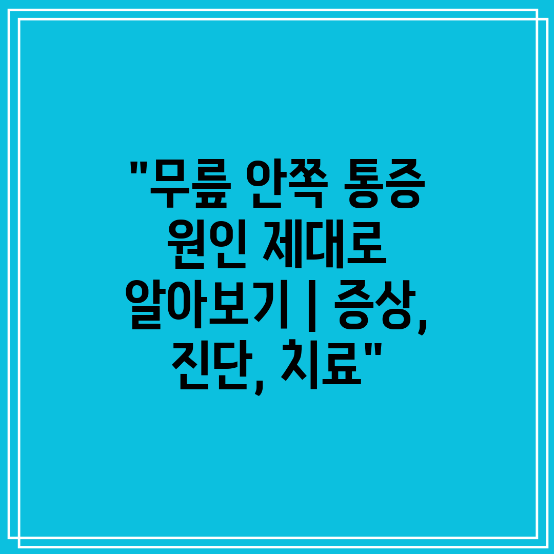무릎 안쪽 통증 원인 제대로 알아보기 증상, 진단,