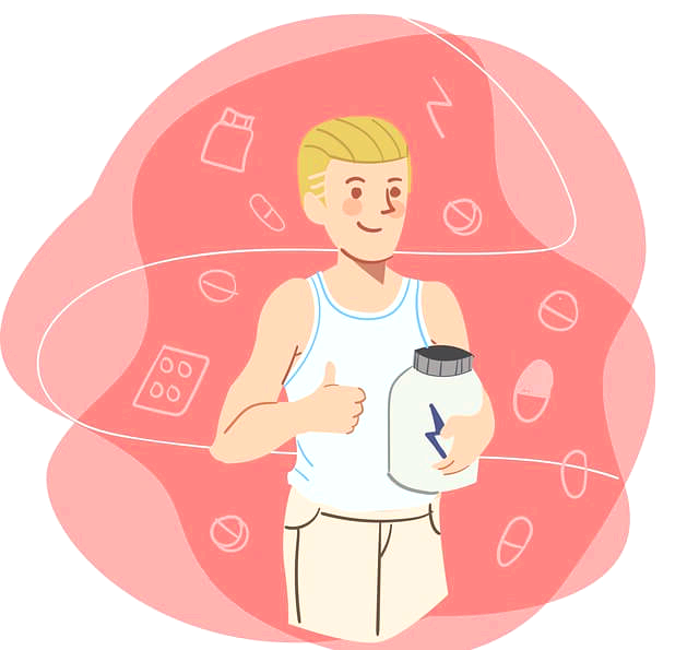 단백질 파우더를 들고 있는 남성