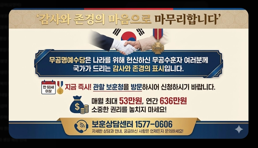 무공명예수당 신청자격,신청방법,지급금액 3분확인