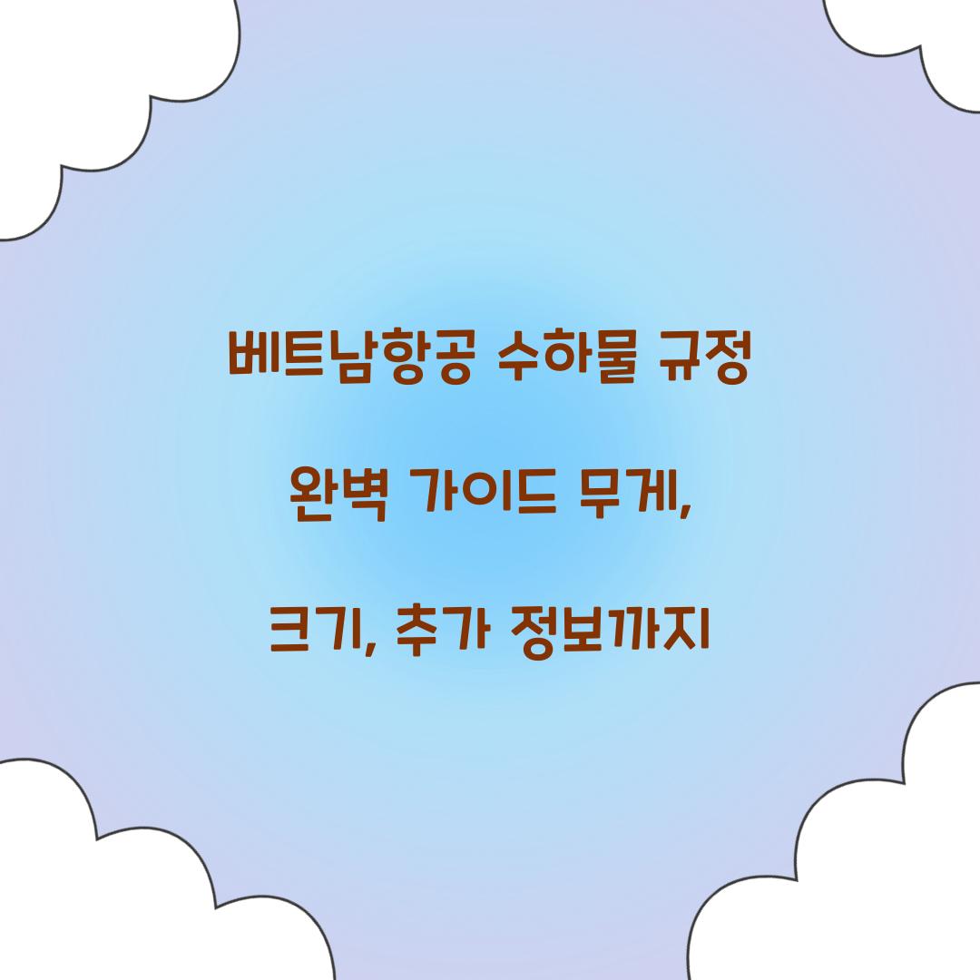 베트남항공 수하물 규정