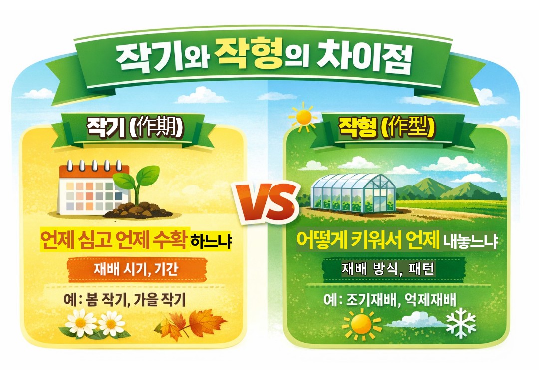 작기와 작형의 차이점을 비교한 인포그래픽 이미지