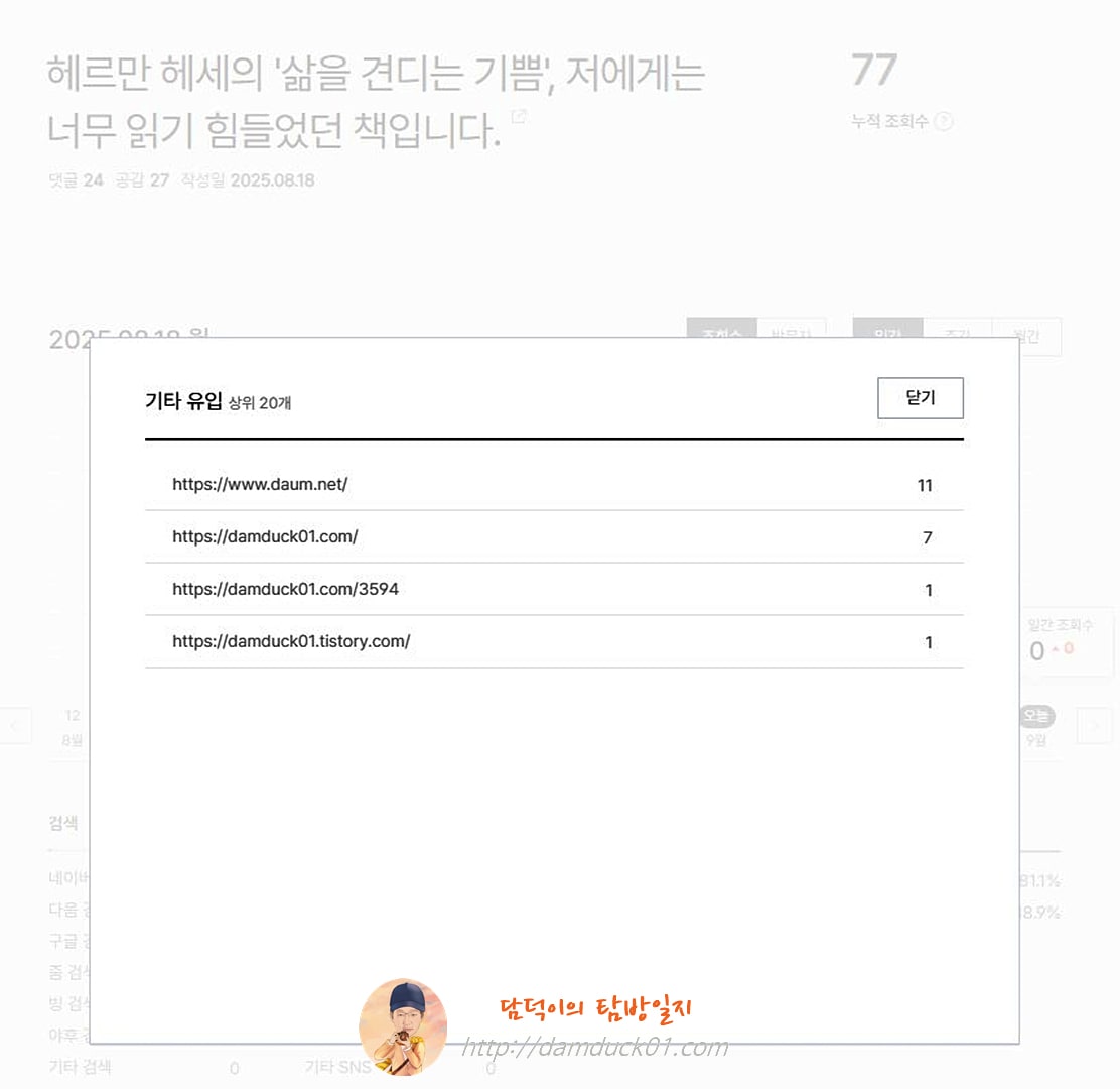 2025년 8월 18일 기타 유입