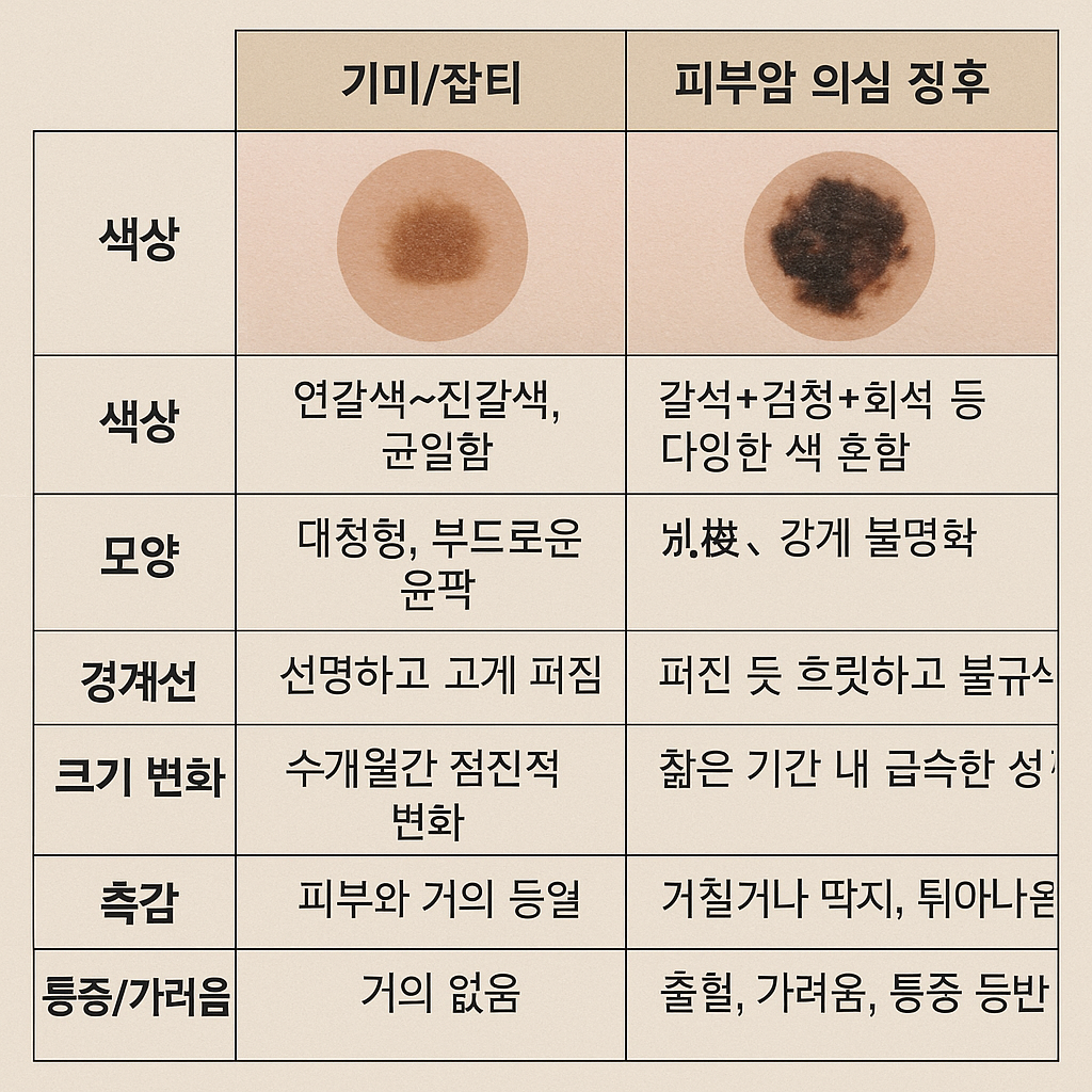 기미/잡티와 피부암의 차이