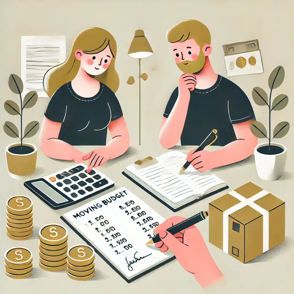 부부가 예산을 계산하며 계획을 세우는 모습.