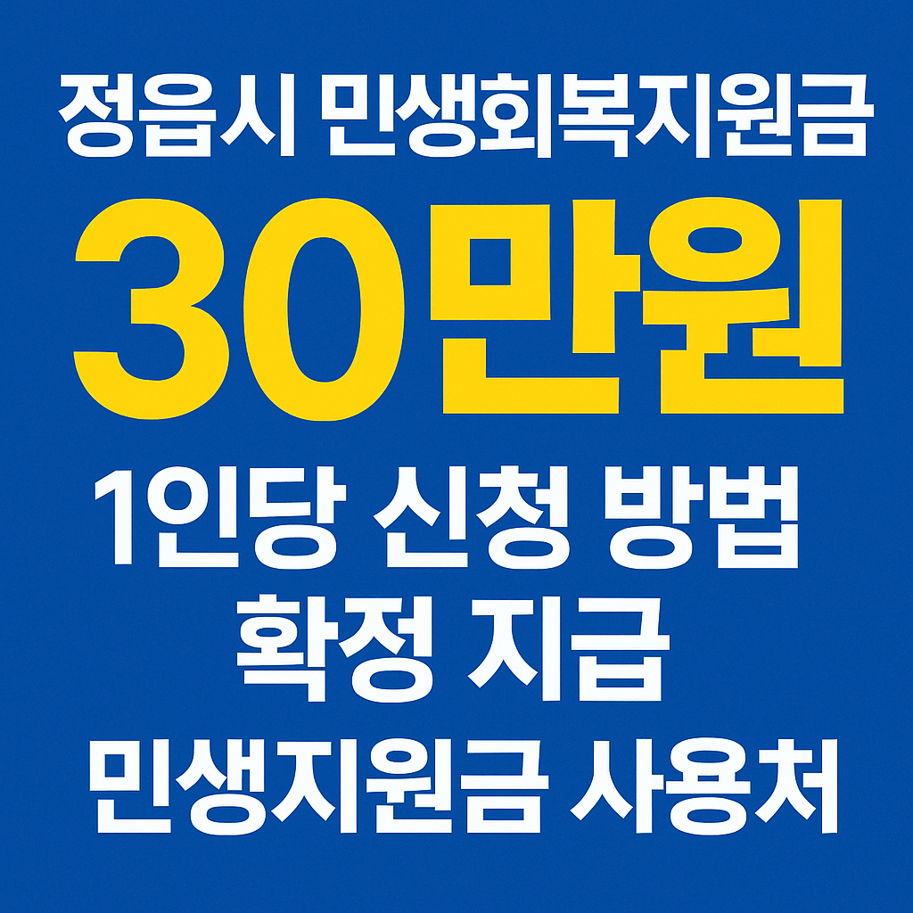 정읍시 민생회복지원금 30만원 1인당 신청 방법 확정 지급 민생지원금 사용처