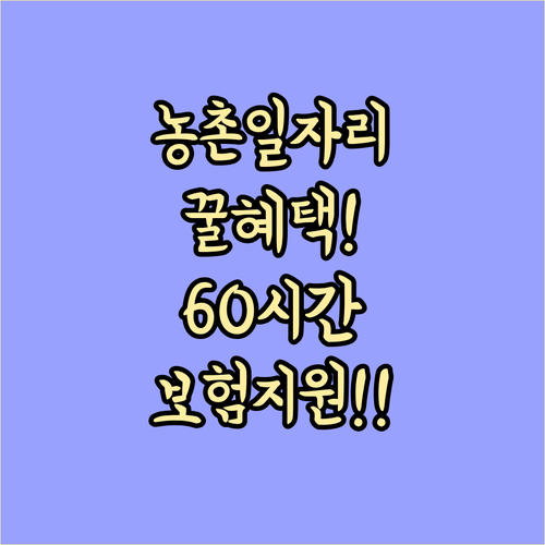 농촌일자리플러스 참여 방법과 월 60..