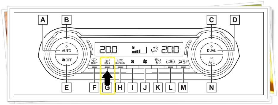 RAV4 리어 윈도우 디포거 및 아웃사이드 미러 디포거 버튼 위치