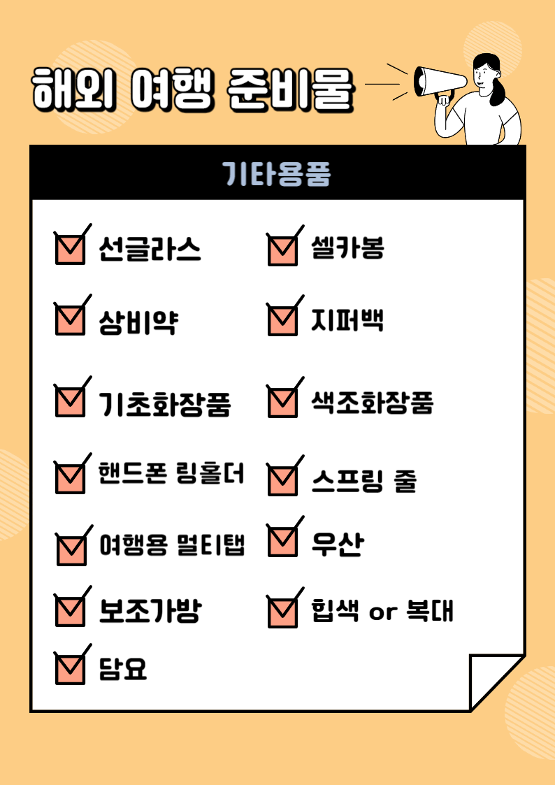 해외여행 준비물 체크리스트 및 추천 물품!(해외여행 준비: 준비물 편)