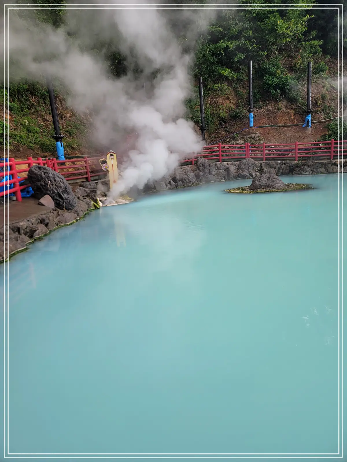 벳부-가마도-온천-블루-수증기