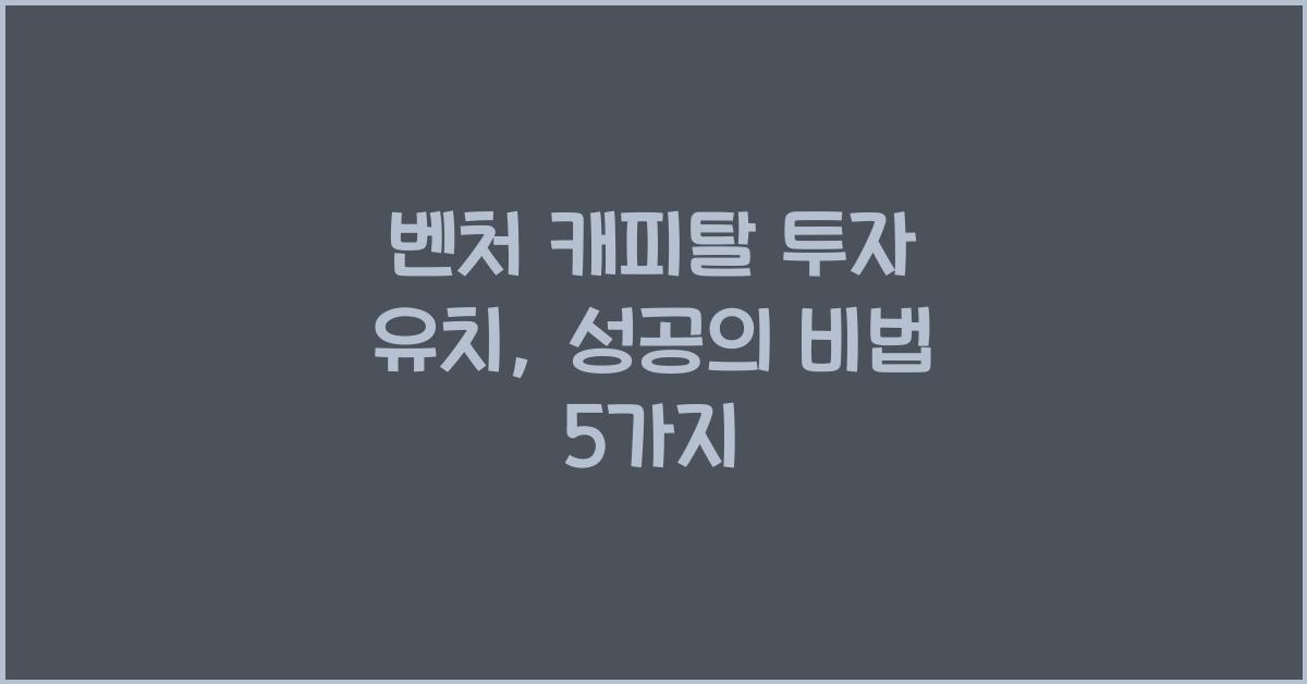 벤처 캐피탈 투자 유치