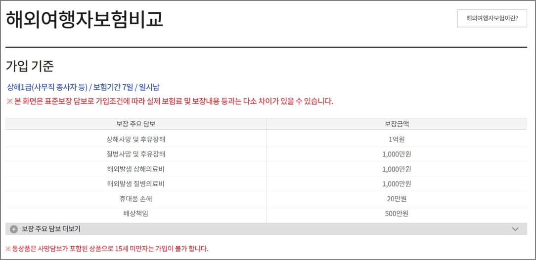 해외여행자 보험 비교