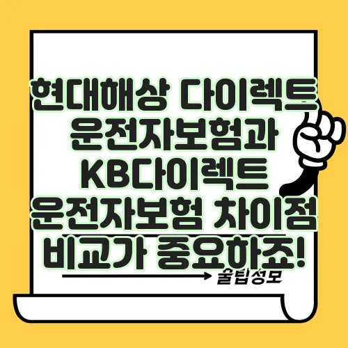 현대해상 다이렉트 운전자보험과 KB다이렉트 운전자보험 차이점 비교가 중요하죠!