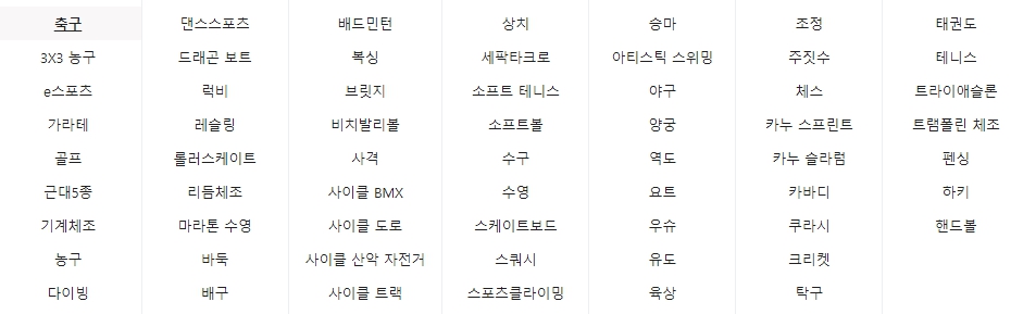 항저우 아시안게임 종목