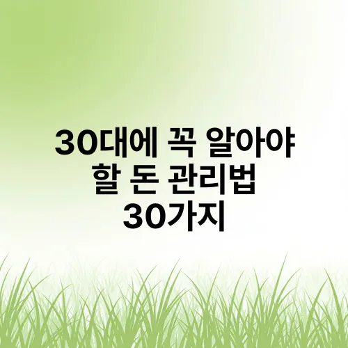 30대에 꼭 알아야 할 돈 관리법 30가지