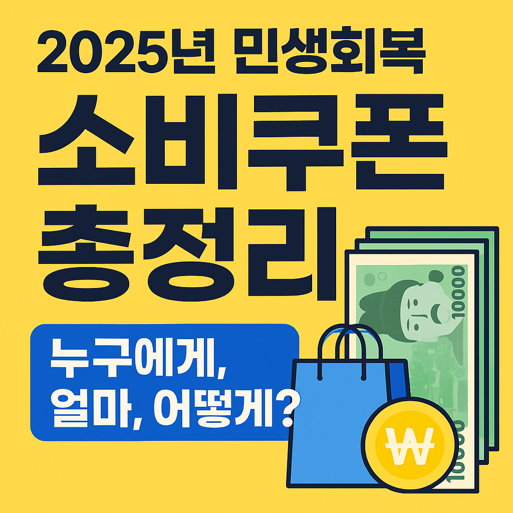 2025년 정부 민생회복 소비쿠폰 지급! 최대 55만원까지 받을 수 있는 대상, 신청방법, 사용처, 유효기간 등을 한눈에 정리했습니다.