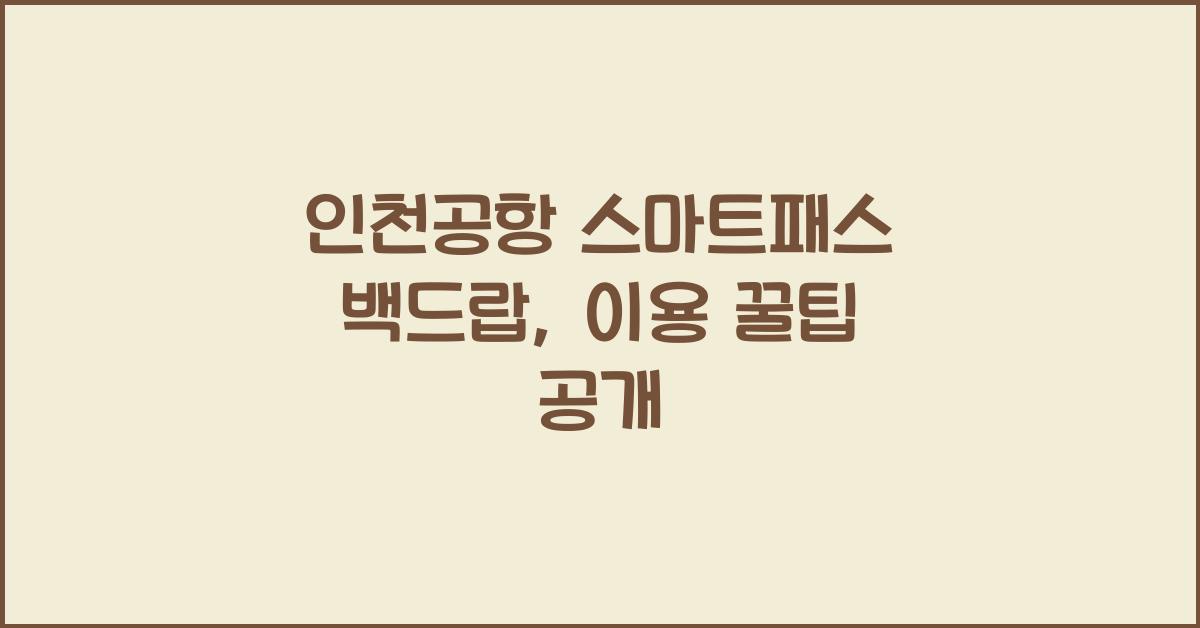 인천공항 스마트패스 백드랍