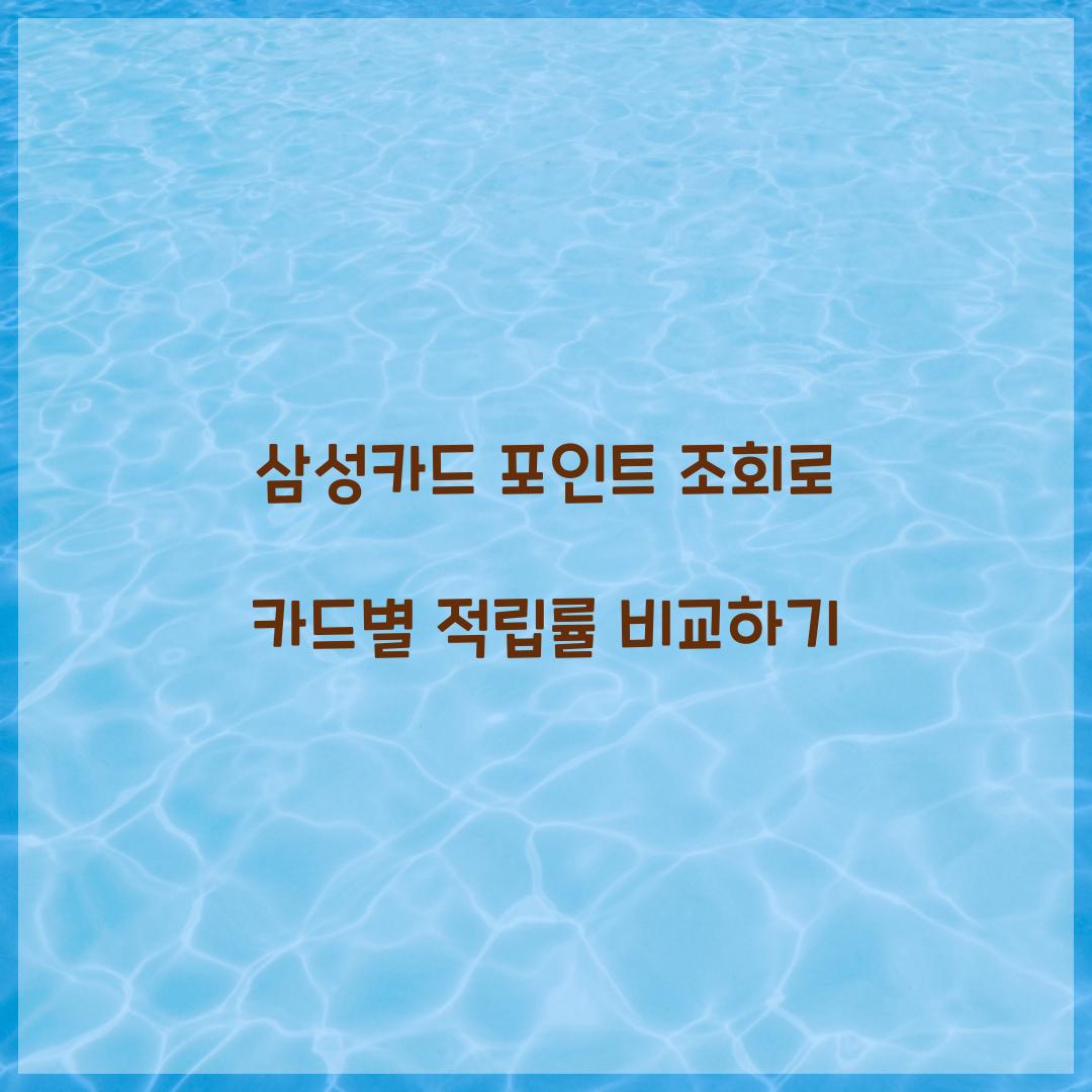 삼성카드 포인트 조회로 카드별 적립률 비교하기  