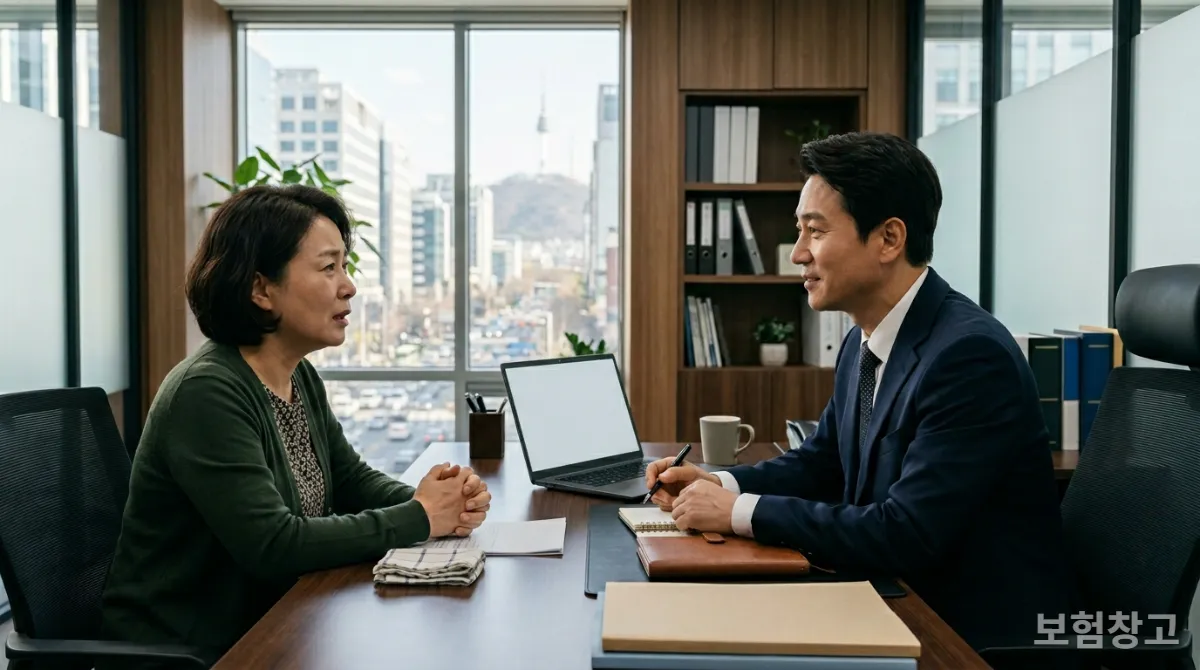보험 전문 변호사와 상담하는 모습