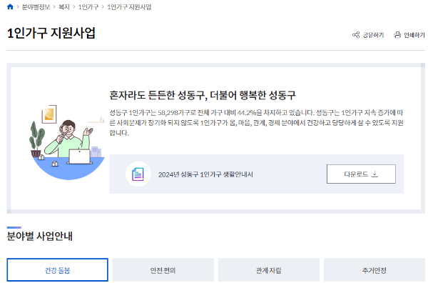 성동구 1인가구 지원