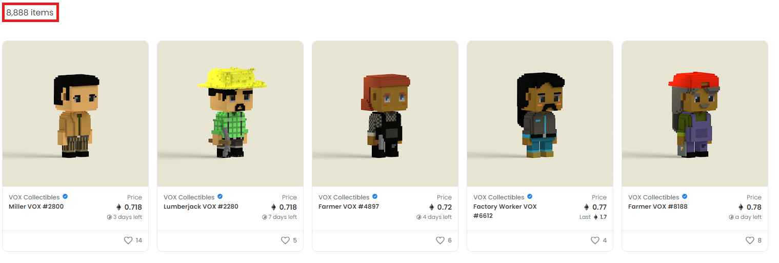 VOX Collectible 8,888 아이템