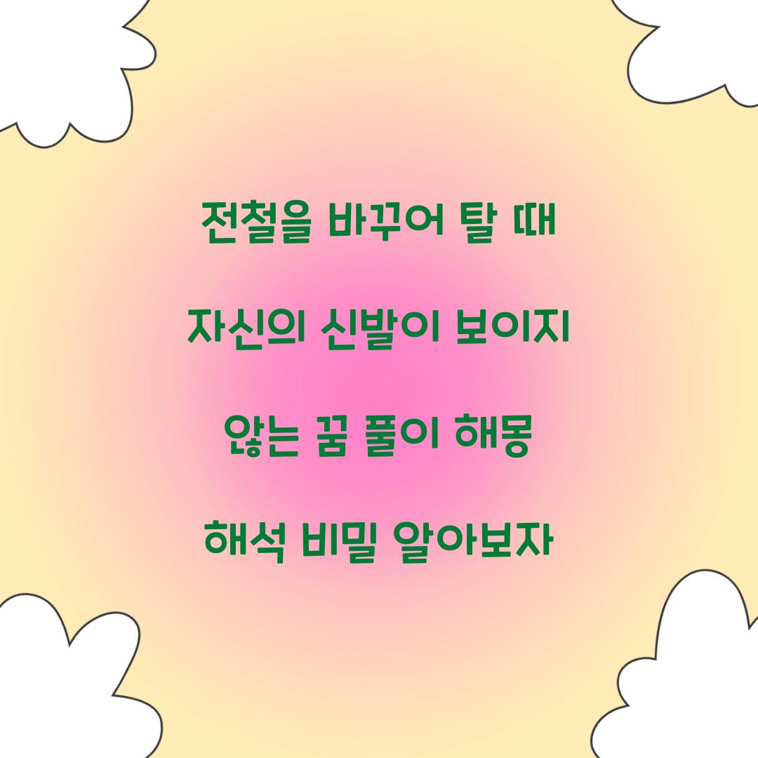 전철을 바꾸어 탈 때 자신의 신발이 보이지 않는 꿈 풀이 해몽 해석